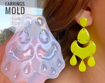 Boucles d’oreilles modernes en moule en silicone. Moule pour résine UV et époxy. Moule en résine super brillante. Boucles d'oreilles bijoux forme libre. Moule en caoutchouc.