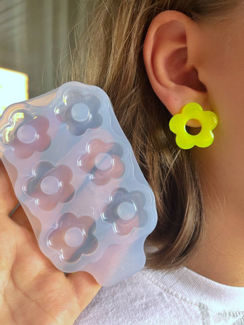 Moules En Silicone Pour Boucles D'oreilles En Résine - Forme Fleur Avec Trou - Idéal Création Bijoux DIY - 2
