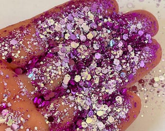 Purple Silver Glitter Mix for Resin, Lavender Chunky Glitter, Lilac Glitter Blend, Hexagon Glitter for Epoxy Resin, Nail Art & DIY Crafts