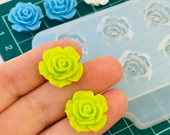 Moule fleur de rose pour uv et époxy. Ensemble de boucles d'oreilles clous. Moule en résine super brillante. Bijoux bricolage forme pendentif fleur.