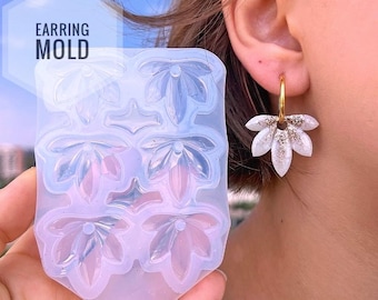 25 mm • Silicone Flower Earrings Mold: Glossy UV Resin Form