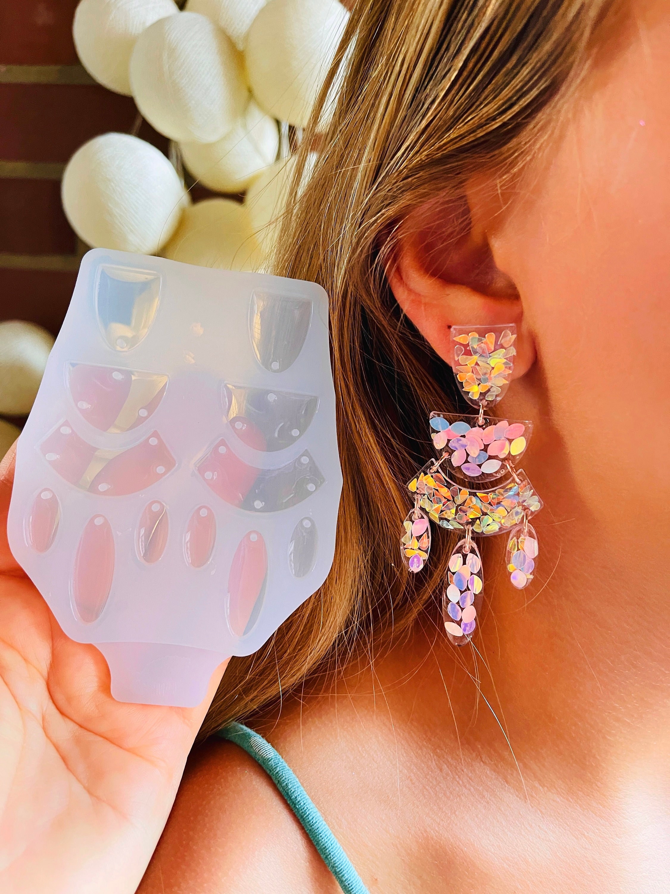 Moule silicone - boucles d'oreilles goutte évidée résine époxy