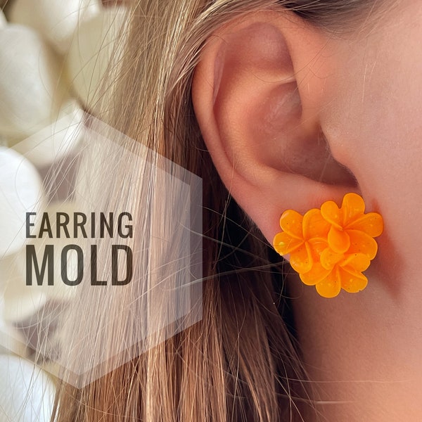 Mold flower for uv and epoxy. Set of earrings. Super glossy resin mold. Jewelry diy form flower earrings.