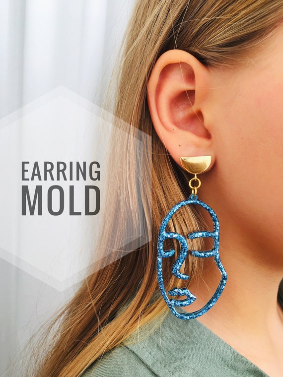 Mold for UV Resin. Women Face Earrings Mold XL. Silicone Mold for Epoxy and  UV Resin.clear Gloss Resin.jewelry Earrings.female Face Earrings 