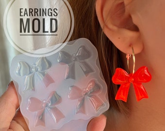 Mold bows for uv and epoxy. Set of earrings. Super glossy resin mold. Jewelry diy form bows pendant.