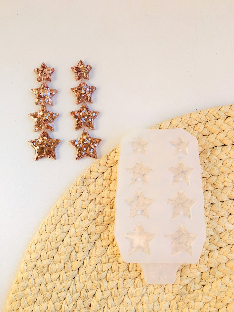 Silicone mold for UV and epoxy resin Clear gloss resin from stars.Stars Earrings.Set of do-it-yourself earrings Stud earrings stars Mold