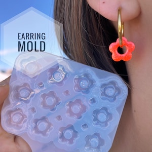 Moule de boucle d'oreille fleur en silicone de 15 mm : forme de résine brillante