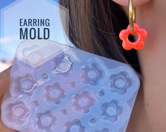 15mm Silicone Flower Earring Mold: Glossy Resin Form