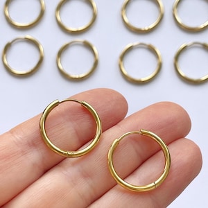 Goldene Creolen 20 mm - Edelstahl 304, 18K vergoldet, hypoallergen, 5 Paar