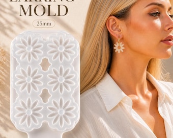 25 mm • Silicone Flower Earring Mold: Epoxy Resin Jewelry Form