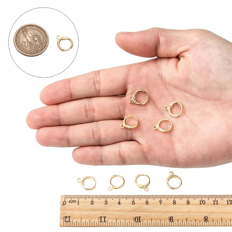 3 pairs Nickel Free 6 Real 18k Gold Plated Ring Brass Hoop Earrings