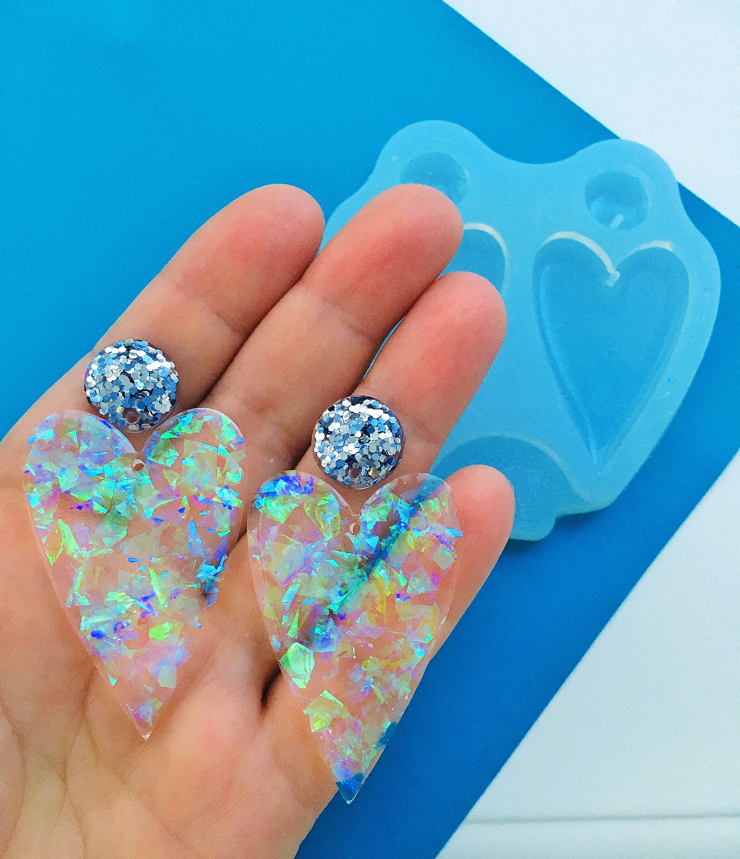 Moule Silicone Pour Bijoux Résine - Forme Cœur, étoile, Fleur - Pour Boucles D'oreilles, Pendentifs - 10