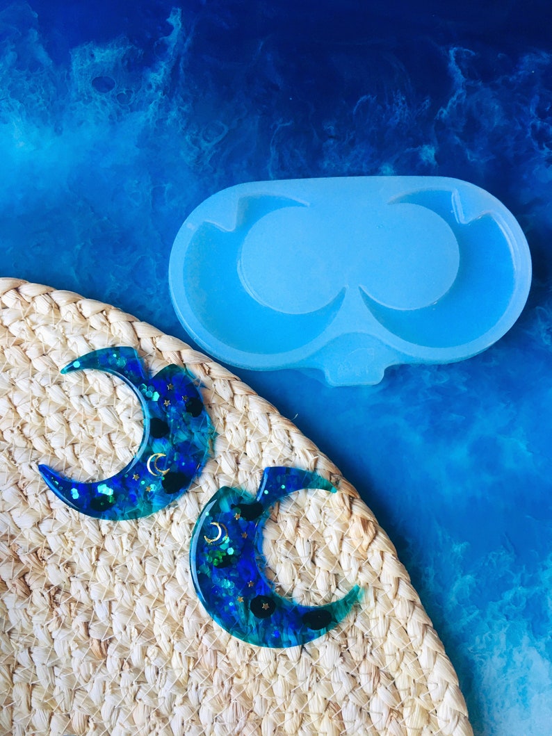 XL Mold Crescent Moon for UV Resin.set Earrings Crescent Moon Etsy