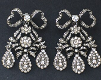 Boucles D'oreilles Clips Vintage Kenneth Jay Lane - Paire En Acier Inoxydable Noir