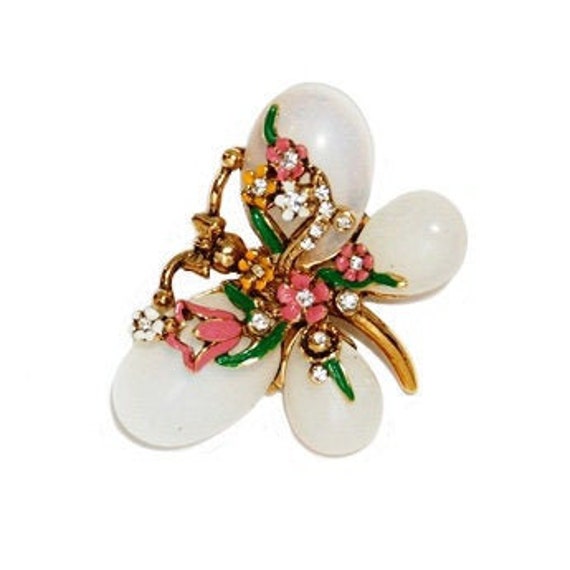 COUTURE NUMBER JEWELLERY 70s Vintage Pink Crystal Butterfly Brooch