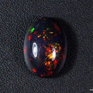 AAAAA Grade Natural Black Opal Cabochon GemstoneWelo Fire Black Opal Handmade Oval Shape OpalOctober Birthstone Gemstone, Size 14x10x5 MM image 2
