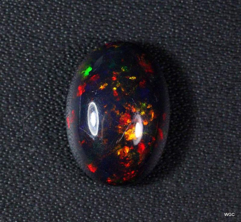 AAAAA Grade Natural Black Opal Cabochon GemstoneWelo Fire Black Opal Handmade Oval Shape OpalOctober Birthstone Gemstone, Size 14x10x5 MM image 2