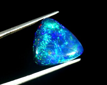 Natural Blue Opal Cabochon Gemstone+ Welo Fire Opal Gemstone+Handmade Trillion Shape Opal Gemstone+October Birthstone Gemstone, Size 16x5 MM