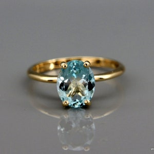 Blue Aquamarine Ring+ 14k Gold Filled Ring+ Handmade Ring+ Stackable Ring+ Halo Ring+ Gemstone Ring+ Promise Ring+ Woman Ring+ Wedding Ring.