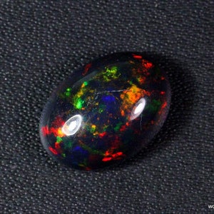 AAAAA Grade Natural Black Opal Cabochon Gemstone+Welo Fire Black Opal+ Handmade Oval Shape Opal+October Birthstone Gemstone, Size 14x10x5 MM