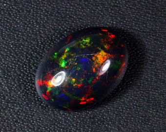 AAAAA Grade Natural Black Opal Cabochon Gemstone+Welo Fire Black Opal+ Handmade Oval Shape Opal+October Birthstone Gemstone, Size 14x10x5 MM