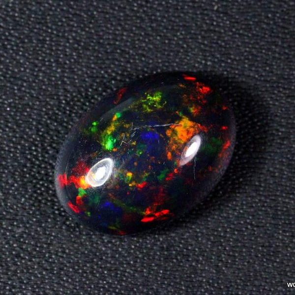 AAAAA Grade Natural Black Opal Cabochon Gemstone+Welo Fire Black Opal+ Handmade Oval Shape Opal+October Birthstone Gemstone, Size 14x10x5 MM