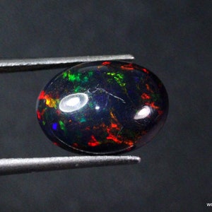 AAAAA Grade Natural Black Opal Cabochon GemstoneWelo Fire Black Opal Handmade Oval Shape OpalOctober Birthstone Gemstone, Size 14x10x5 MM image 3