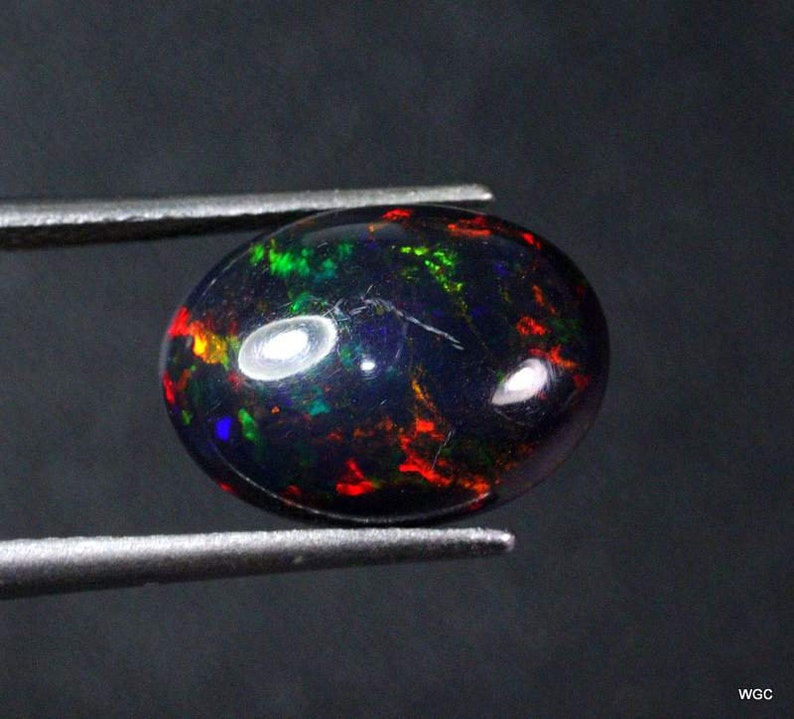 AAAAA Grade Natural Black Opal Cabochon GemstoneWelo Fire Black Opal Handmade Oval Shape OpalOctober Birthstone Gemstone, Size 14x10x5 MM image 3