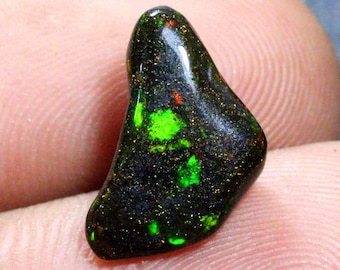 Natural Black Opal Polished Rough Gemstone+ Multi Fire Ethiopian Opal Specimen Raw Gemstone+ Making For Jewelry, Size 12x8x6 MM.