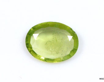 Natural Peridot Faceted Gemstone Oval Shape Green Peridot Gemstone Making For Pendant Jewelry, Size 13x10x3 MM.