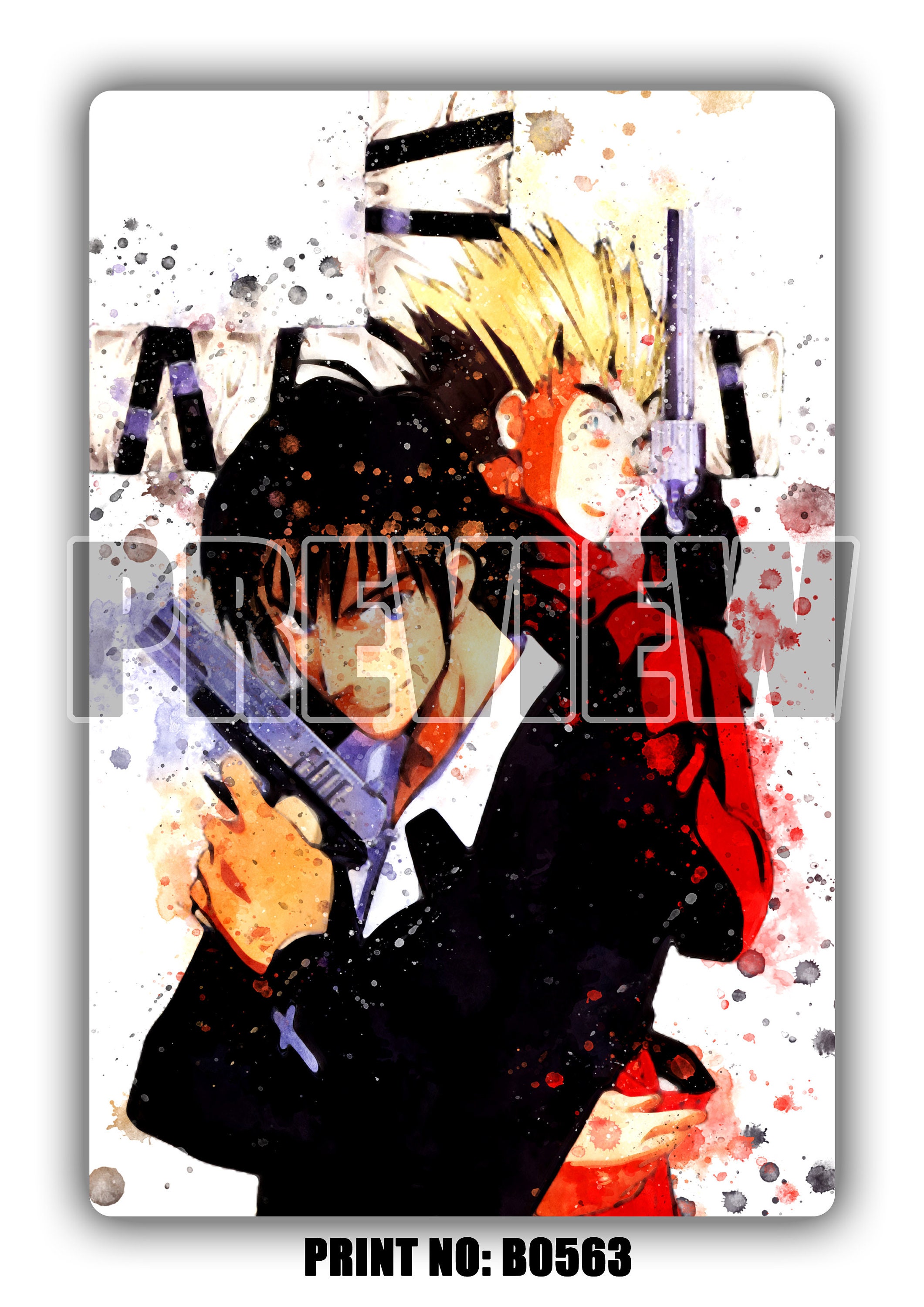Trigun set of 6 prints Trigun Poster Print Trigun Vash Anime Etsy