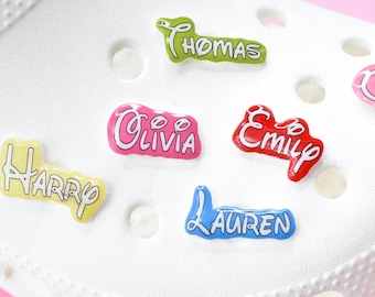 Personalised Name Croc Charms Custom Text Shoe Charms, Stocking Filler, Funny Secret Santa Novelty Gift