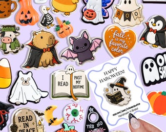 Halloween Croc Charms - Spooky Shoe Charms, Ghost Pumpkin Bat - Vampire Capybara Clog Charms, Autumn Fall Shoe Accessories