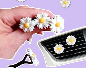 Daisy Flowers Car Vent Clips, Flower Charms, New Driver Gift Car Decoration, Stocking Filler, Secret Santa