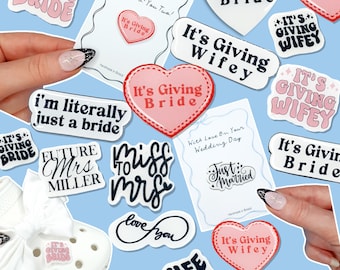 Bride Croc Charms, Wedding Charms for Crocs, It's Giving Bride, Handmade Miss to Mrs Shoe Charm, Hen Party,