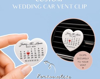 Wedding Car Vent Clips, Car Accessories Bridal Charms, Personalised Wedding Keepsake, Car Decoration
