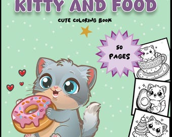Coloring book &quot;Kitty and food&quot; 50 coloring pages with cats and food