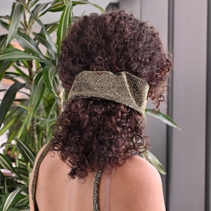 Golden Relaxed Hair Tie, Sparkling Hair Accessories for Special Occesions, Disco-Inspired Elastic Scrunchies, Hair Care Wide Women Scrunchie