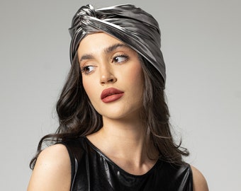 NEW COLLECTION Feminine Metallic Wrap Turban, Bendable Silver Headband, 1960s Style Vintage Inspired Hair Accessories, Easy Hair Styling