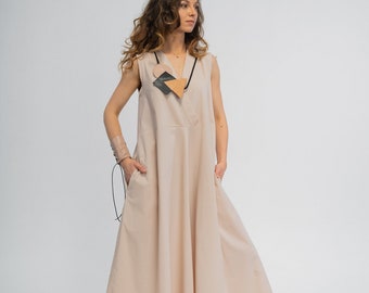 Robe Maxi en coton d’été ivoire doux - Robe Abaya ample, robe à effet enveloppant, robe de plage fluide, robe d’invité de mariée