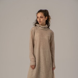 Maxi Sweater Dress, Turtleneck Dress, Comfortable Everyday Dress, Long Sweater Dress, Plus Size Dress, Wool Maxi Dress,Cable Knit Long Dress image 2