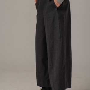 Pantalon large en laine, pantalon bouffant ballon, pantalon de style japonais, jupe-culotte courte, pantalon gaucho d'hiver, pantalon baril oversize image 4