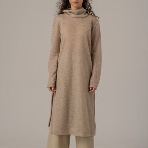 Maxi Sweater Dress, Turtleneck Dress, Comfortable Everyday Dress, Long Sweater Dress, Plus Size Dress, Wool Maxi Dress,Cable Knit Long Dress image 3