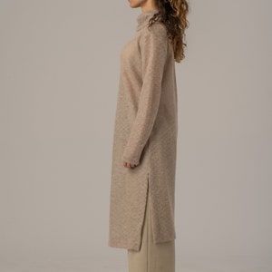 Maxi Sweater Dress, Turtleneck Dress, Comfortable Everyday Dress, Long Sweater Dress, Plus Size Dress, Wool Maxi Dress,Cable Knit Long Dress image 4