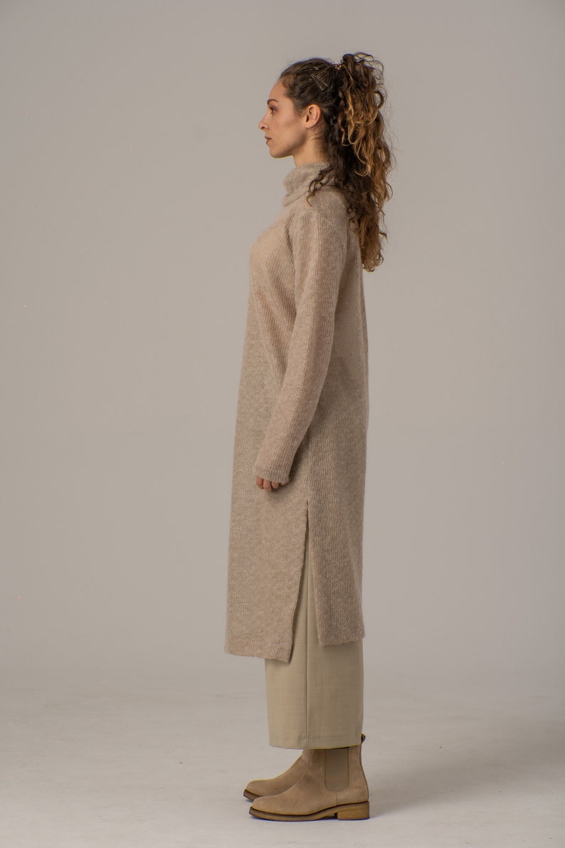 Maxi Sweater Dress, Turtleneck Dress, Comfortable Everyday Dress, Long Sweater Dress, Plus Size Dress, Wool Maxi Dress,Cable Knit Long Dress image 4