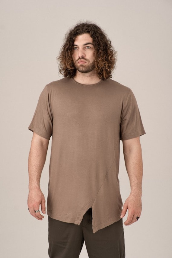 Asymmetric T-Shirt, Men Cotton Shirt, Plus Size Clothing, Loose Shirt Men, Short Sleeve Shirt, Men Clothing, Summer T-Shirt, Streetwear