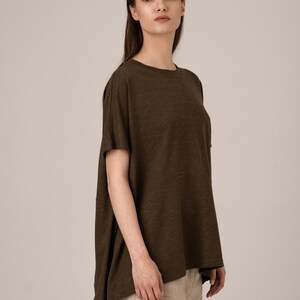 Asymmetrical Top, Casual Tee Blouse, A-Line Cotton Tunic, Plus Size Top, Flowy Tunic, Summer Poncho Women, Soft Tee Top, Cotton Blouse image 9