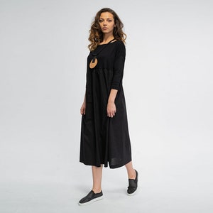 Black Dress Women, Maxi Gothic Dress, Plus Size Dress, Cotton Dress, Black Maxi Dress, Long Dress, Midi Dress,Pocket Dress,Long Summer Dress