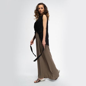 Avant Garde Dress, Maxi Dress with Linen Vest, Minimal Dress, Extravagant Dress, Woman Maxi Dress, Evening Dress, Long Dress Vest, Gothic