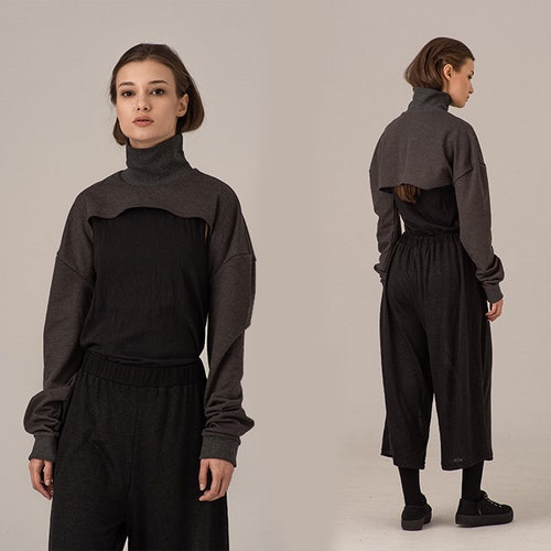 Turtleneck Shrug Bolero, Cyberpunk Sweater Shrug, Long Sleeve